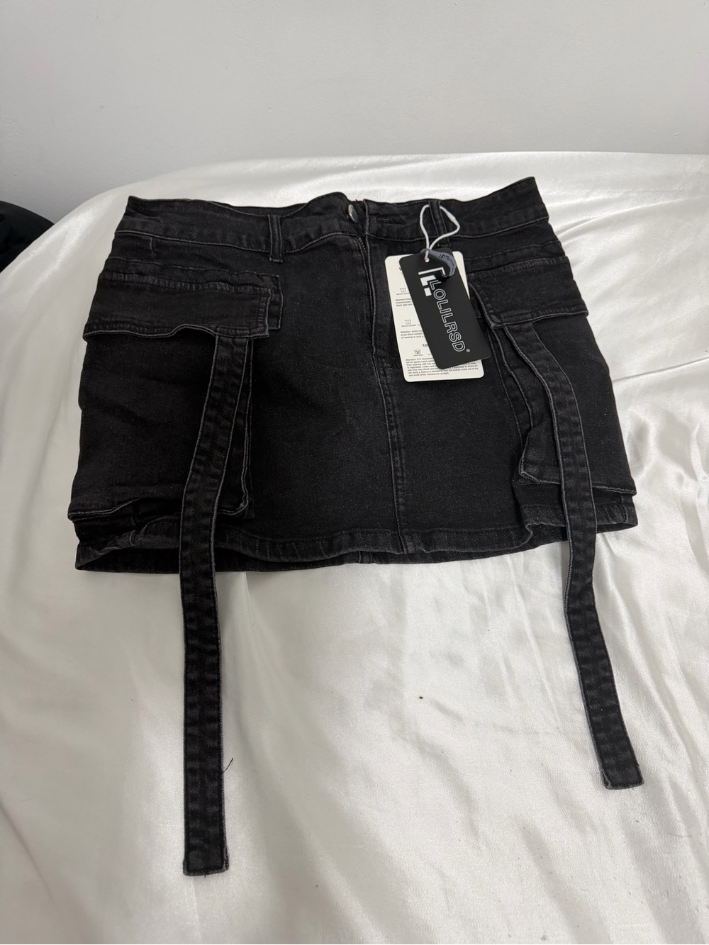 LOLILRSD Women Cargo Skirt Denim Mini Low Waist Y2K Jean Skirts with Pockets